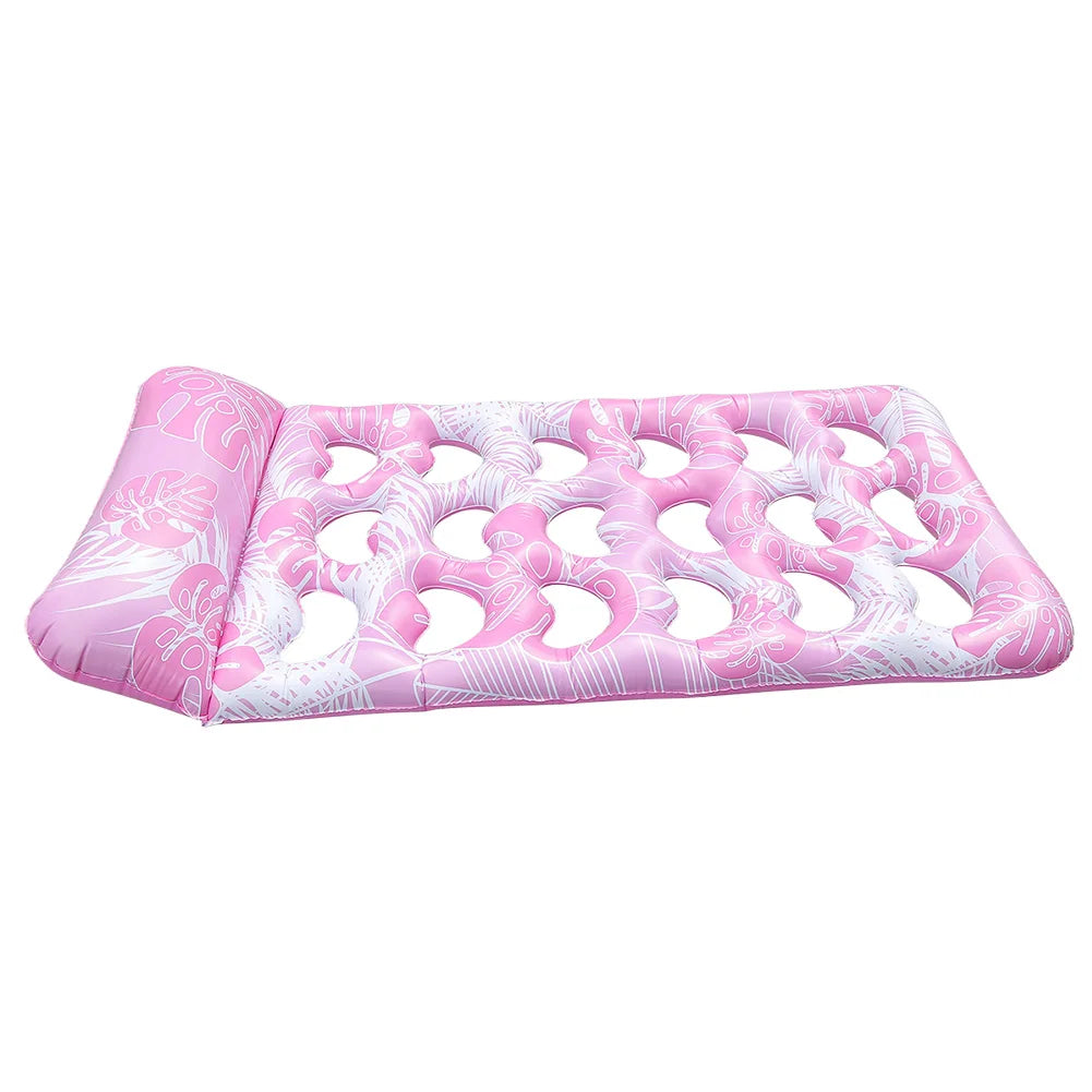 Pool Floats Hammock with Headrest Inflatable Water Sleeping Bed Portable Floating Lounger Air Mattress for Swimming Pool Party