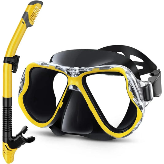 Myopia Snorkel & Dive Mask for Adults with Anti-Fog Spray ,Box,Dry Top Snorkel, Adjustable Strap Free Breathing Design