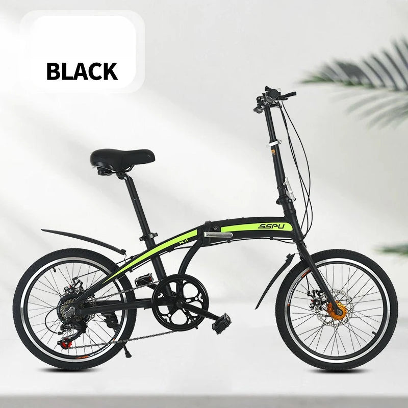 Folding Bike 20 Inch Aluminum Alloy Lightweight Commuter Bicycle 7 Speed Portable City Travel Ultralight Folding Bikes Grey