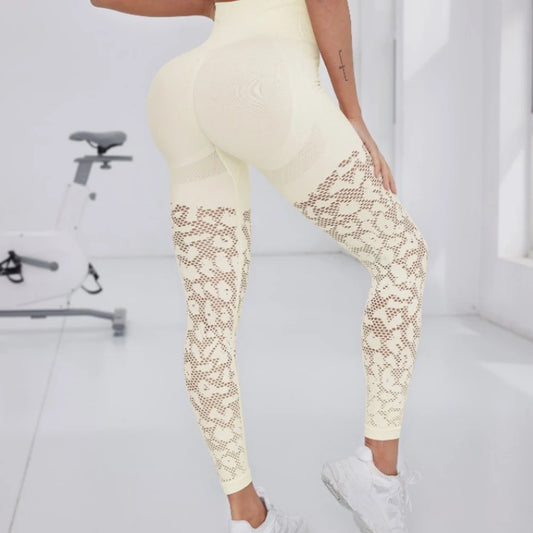 Women Gym Hollow Out Leggings Elastic Butt Lifting Fitness Athletic Workout Yoga Pants Exercise Leggins Outdoor Sports Tights
