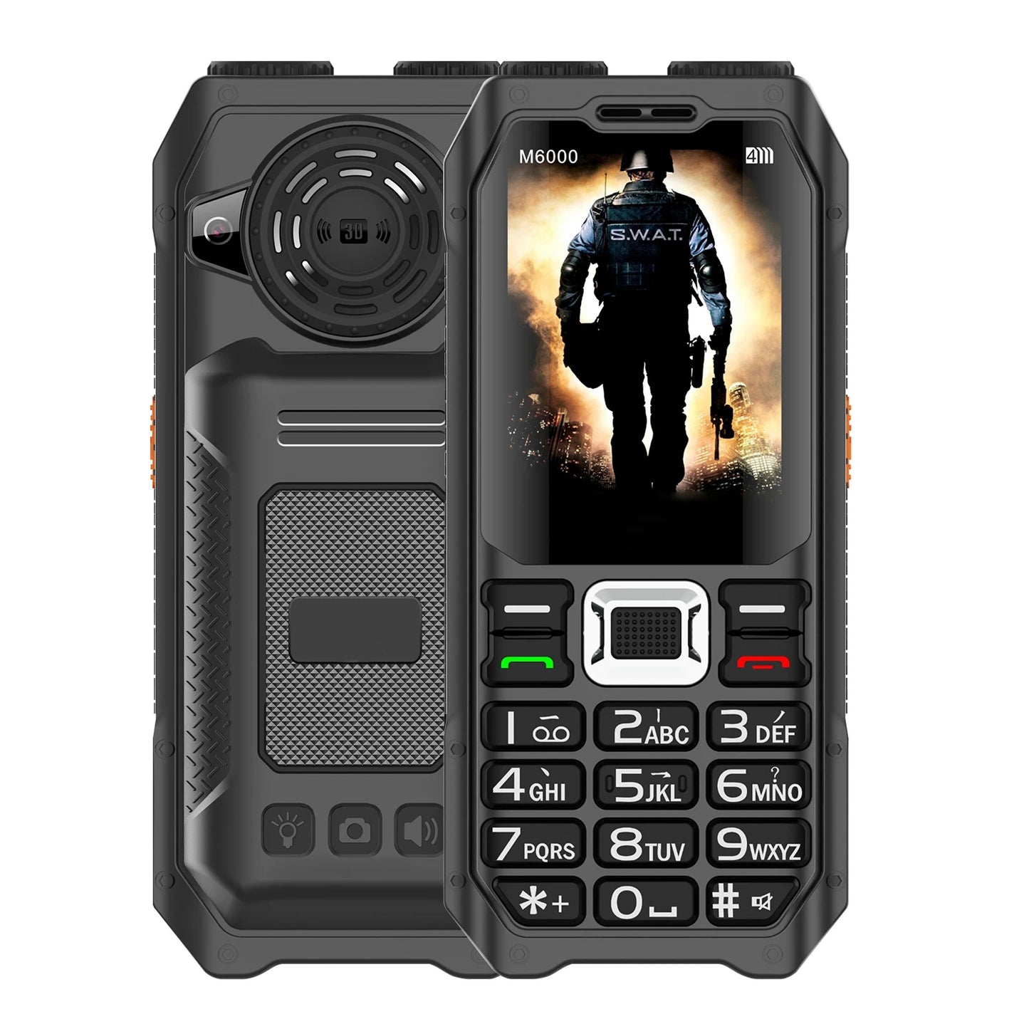 Rugged Mobile Phone M6000 GSM 2G Network 4 SIM Cards Magic Voice 3.5mm Jack 2.4'' Display Big Keyboard Cellphone For Elderly