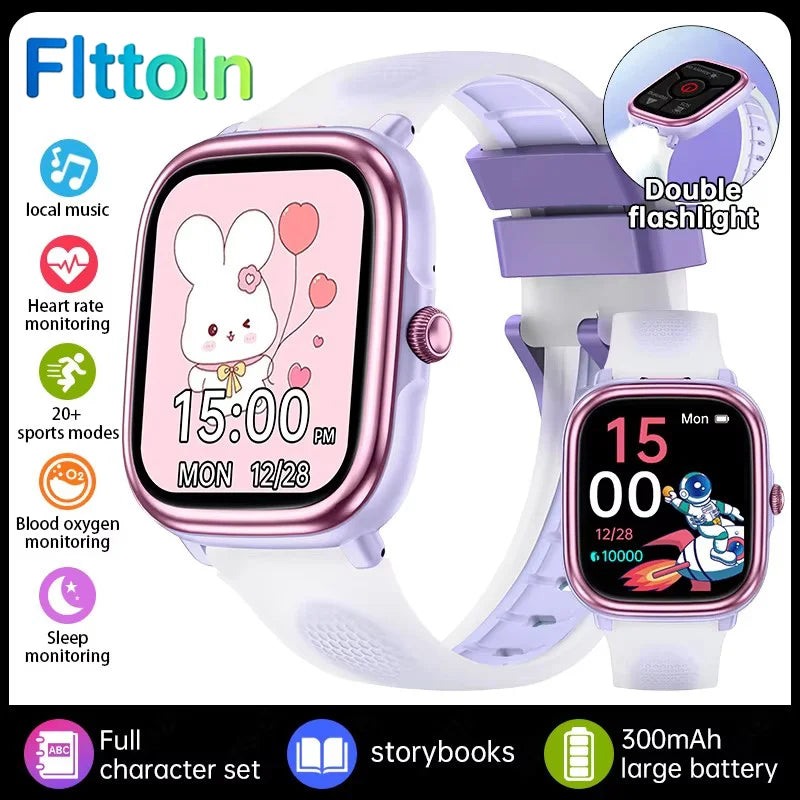 2026 New Kids Study Smart Watch Puzzle Game Sleep Monitor 1.83" Display Alarm Clock Flashlight Children Smartwatch Boy Girl Gift