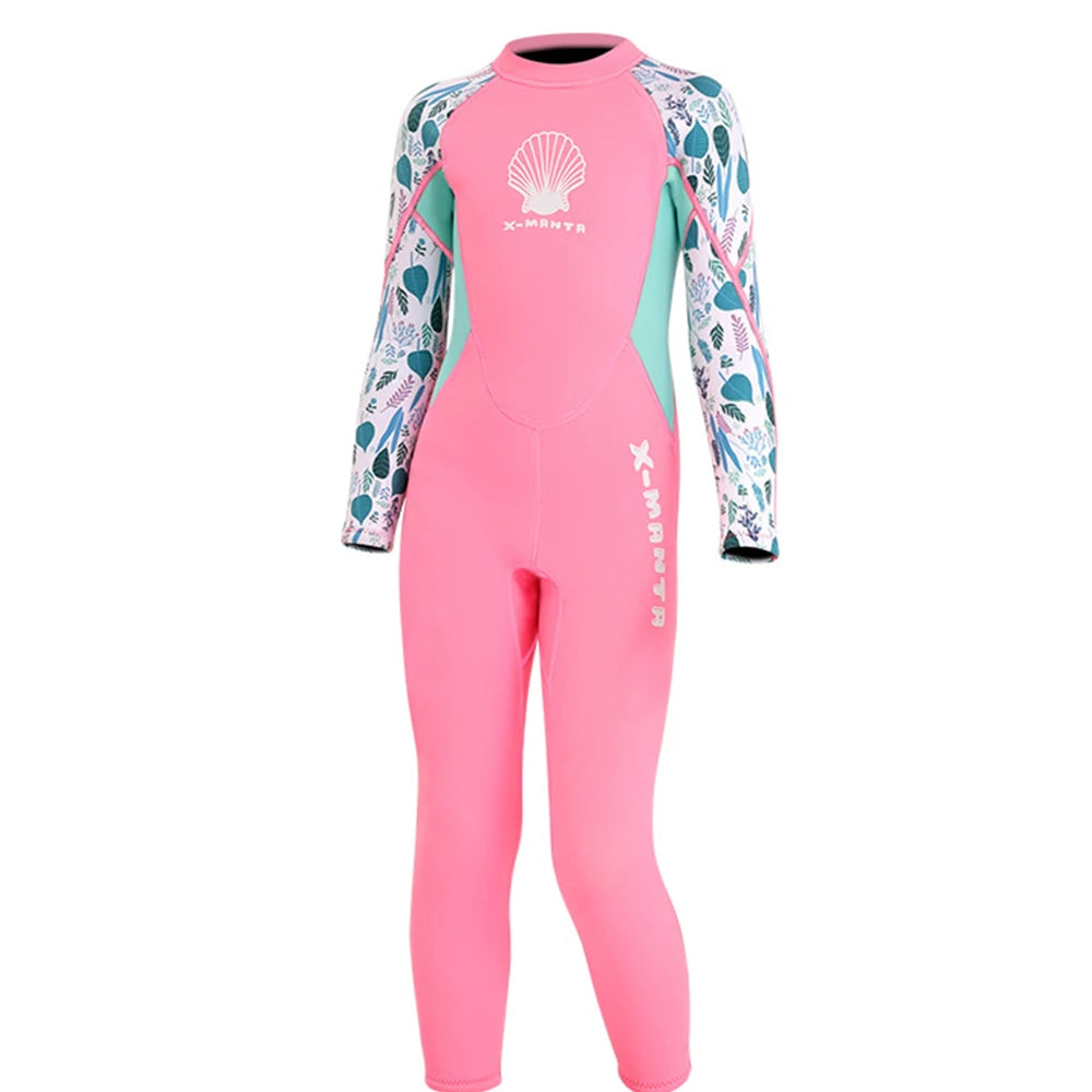 Children Wetsuit 2.5MM Neoprene Diving Suit For Girls Boys One-Piece Swimsuits Long Sleeve Kids Swimwears Snorkeling Rash Guards
