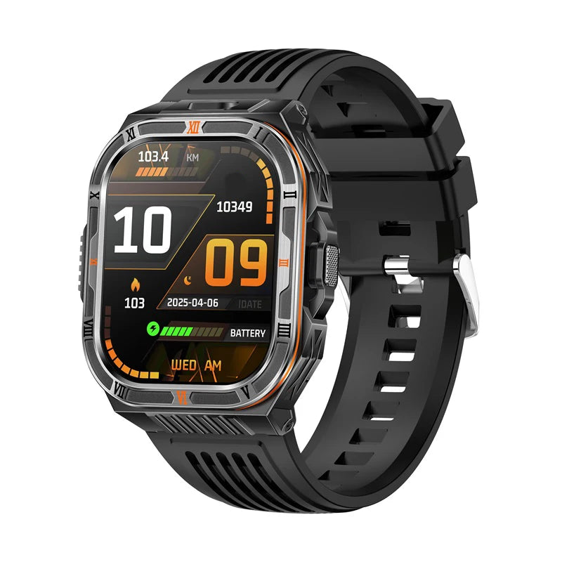1100mAh Battery Smartwatch Men LED Flashlight Compass BT Call Outdoor Smart Watches Health Monitor Waterproof 100+ Sports Mode