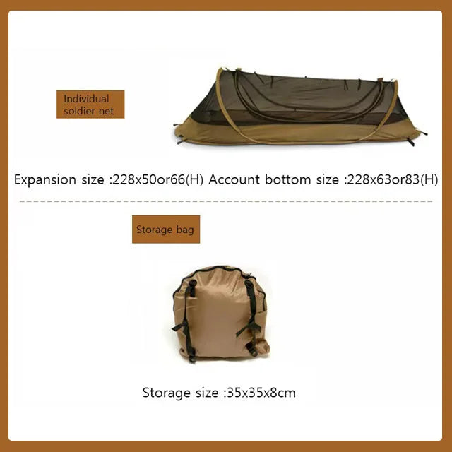 Outdoor Camping Single Tactical Tent Rainproof Boat Tent Folding Bed Sunshade Tourism Outdoor Camping Hiking Mountaineering