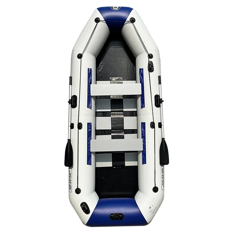 -4 Person PVC Inflatable Fishing Boat Kayak Slat Wooden Deck Recreational Floating Pontoon Factory Direct with Paddle