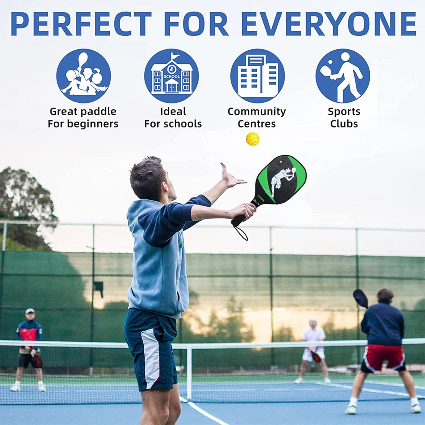 2-Pack Wooden Pickleball Paddles Set with Balls And Mesh Storage Bag Ideal for Beginners