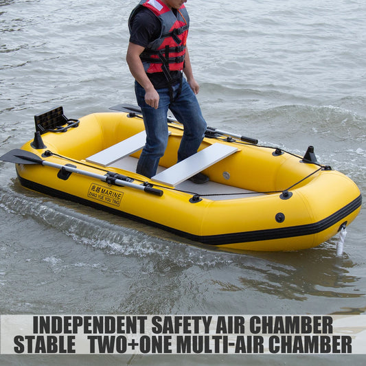 KOETSU Inflatable Kayak Fishing Boat: Bright Yellow 2-Person Drift Craft for Anglers