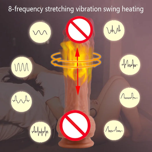 Dildo Heated Realistic Telescopic Swing Vibrator Vaginal Massage Masturbation Device Anal Stimulator Female Adult Sex Toy
