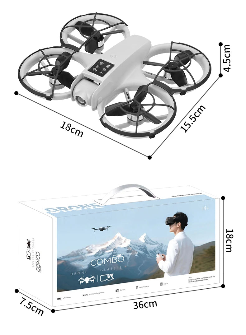 RC Dron with Glasses WIFI FPV H36 Drone Wide Angle HD 4K Camera Height Hold RC Foldable Quadcopter Dron Helicopter Toys Gifts