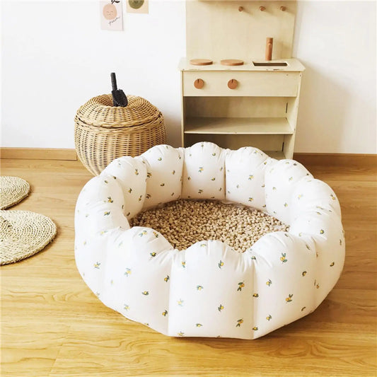 Round Petal Soft PVC Inflatable Baby Paddling Pool 90x25cm, for Toddlers Bath Household Outdoor Swimming Pool to Enjoy Splashing