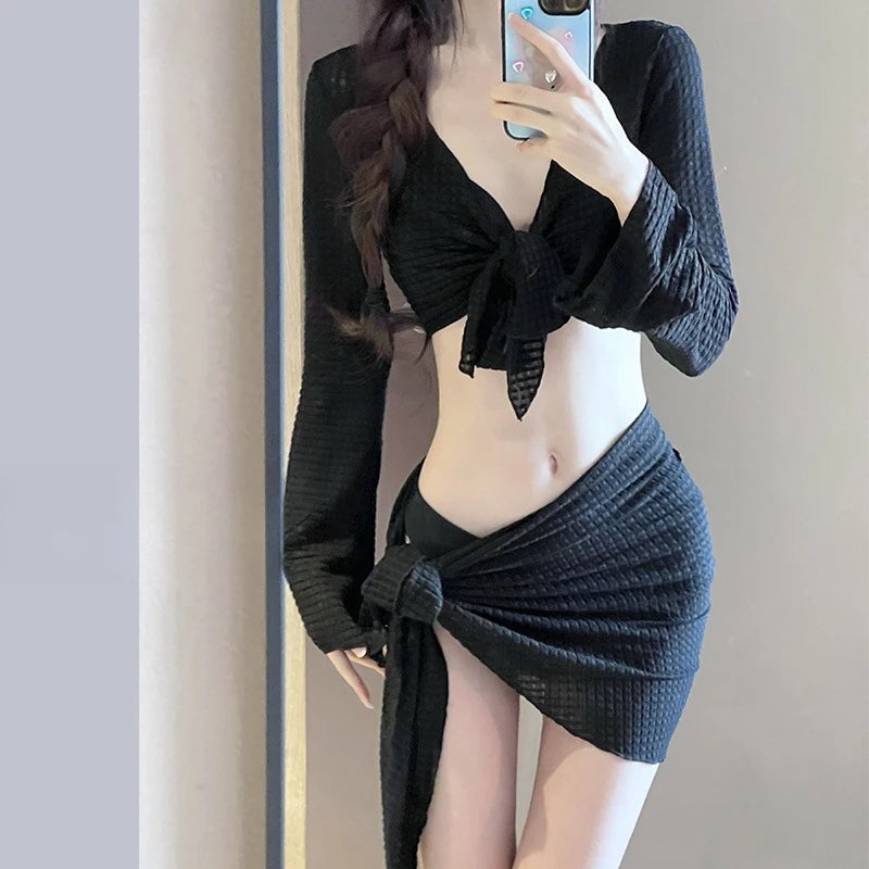 Women's Four-Piece Bikini - High-End Sexy Split Swimsuit-Premium Beach Vacation Hot Spring Swimwear for Pool Parties-Casual Use