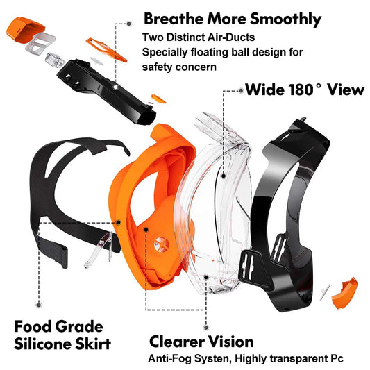 Snorkeling Mask Full Dry Diving Mask Professional Anti-Fog Diving Goggles Underwater Scuba Swimming Equipment