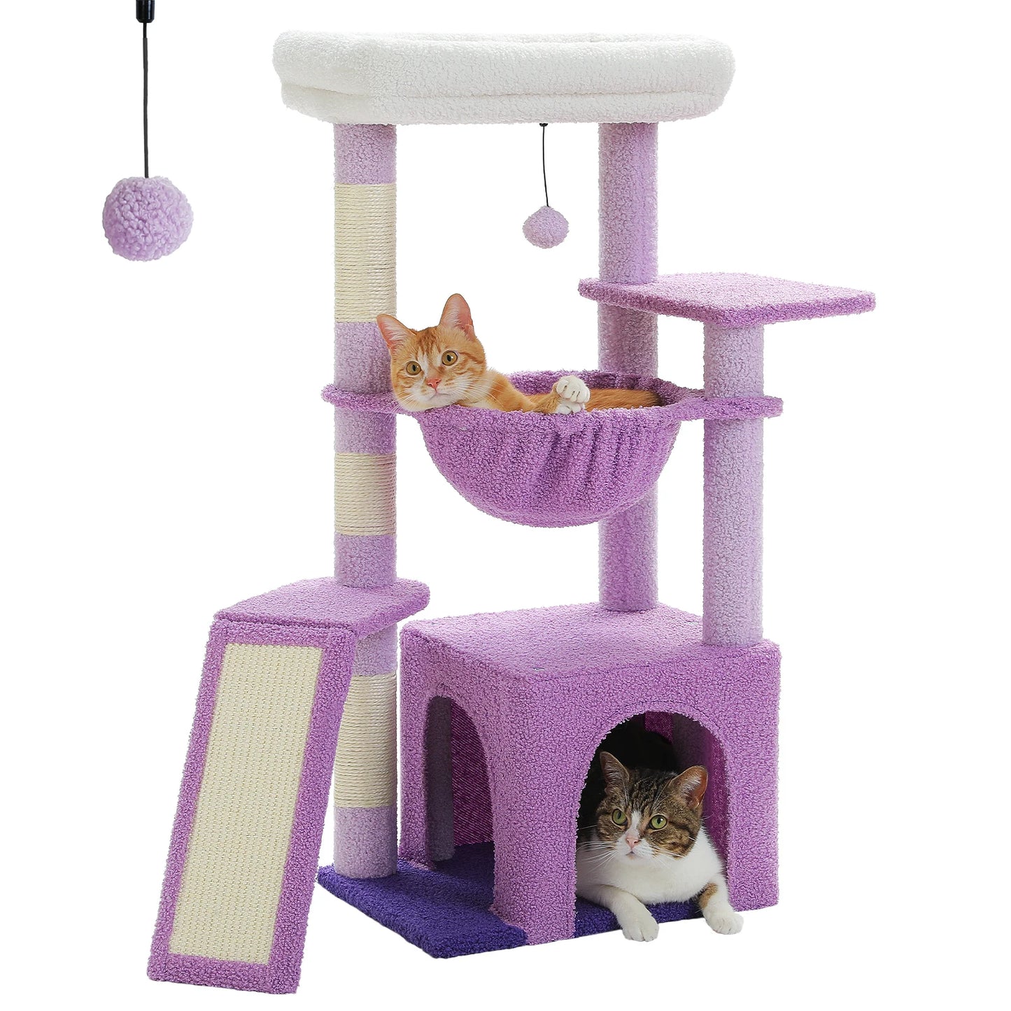 Cat Tree for Indoor Cats, Small Cat Tower with Large Cat Condo, Cat Scratching Posts, Cozy Cat Hammock and Cat Scratching Ladder