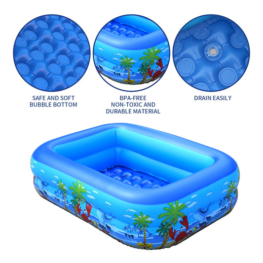 Inflatable Ball Pit Pool for Kids, Toddlers, Adults, Blow Up PVC Swimming Pool for Indoor Outdoor Water Party Backyard, Blue