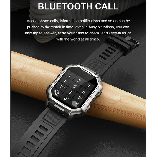 Square Smart Watch Men Outdoor Sports Blue Tooth Call Smartwatch Sports Fitness Heart Rate Health Blood Oxygen