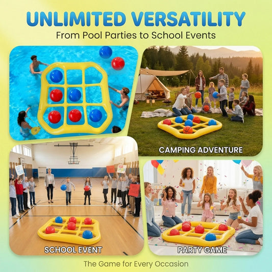 2026 Trending Outdoor Inflatable Water -Tac-Toe Toss Toy For Multiple People, Pool Interactive Nine- Ring Inflatable Float