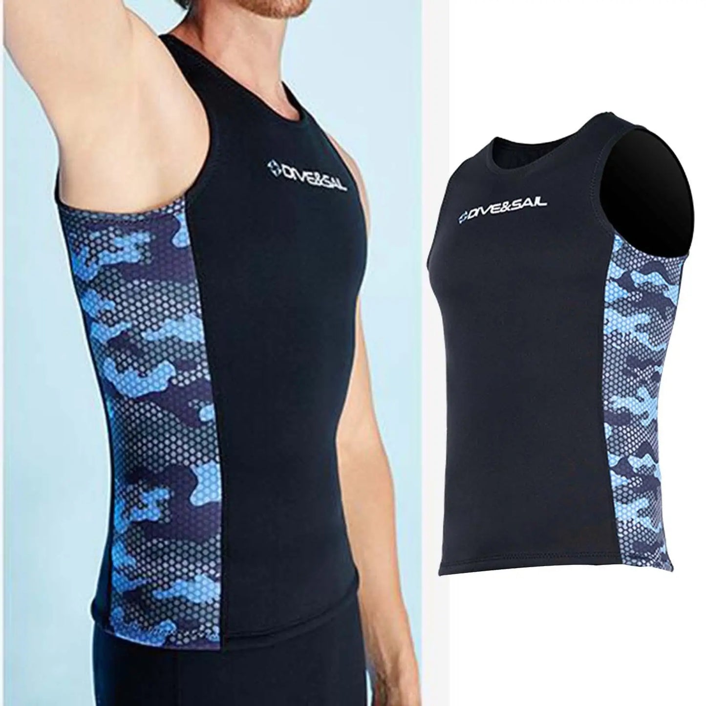 Men's Wetsuit Vest, Sleeveless Diving Vest, Water Sports, 2mm Modern, Neoprene,