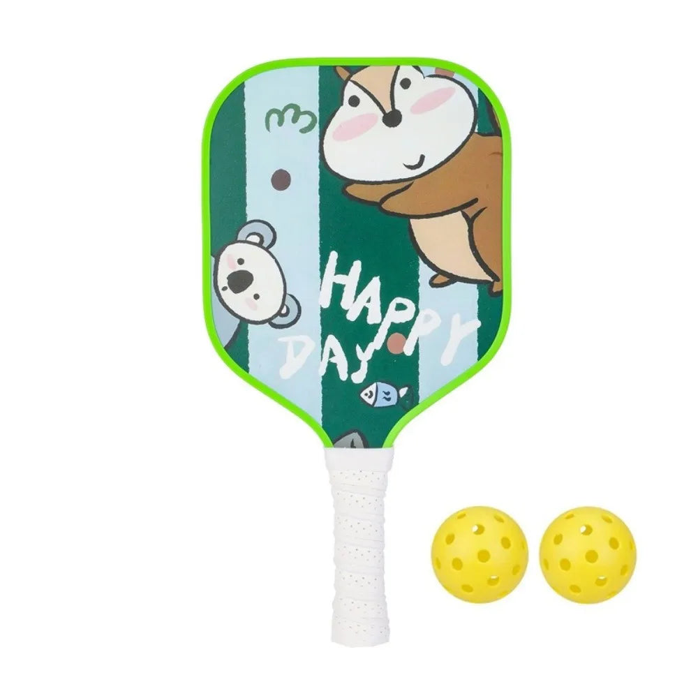 Cartoon Children's Pickleball Set Colorful Lightweight Children's Pickleball Rackets Ribbed Handle Durable Pickleball Paddle Set