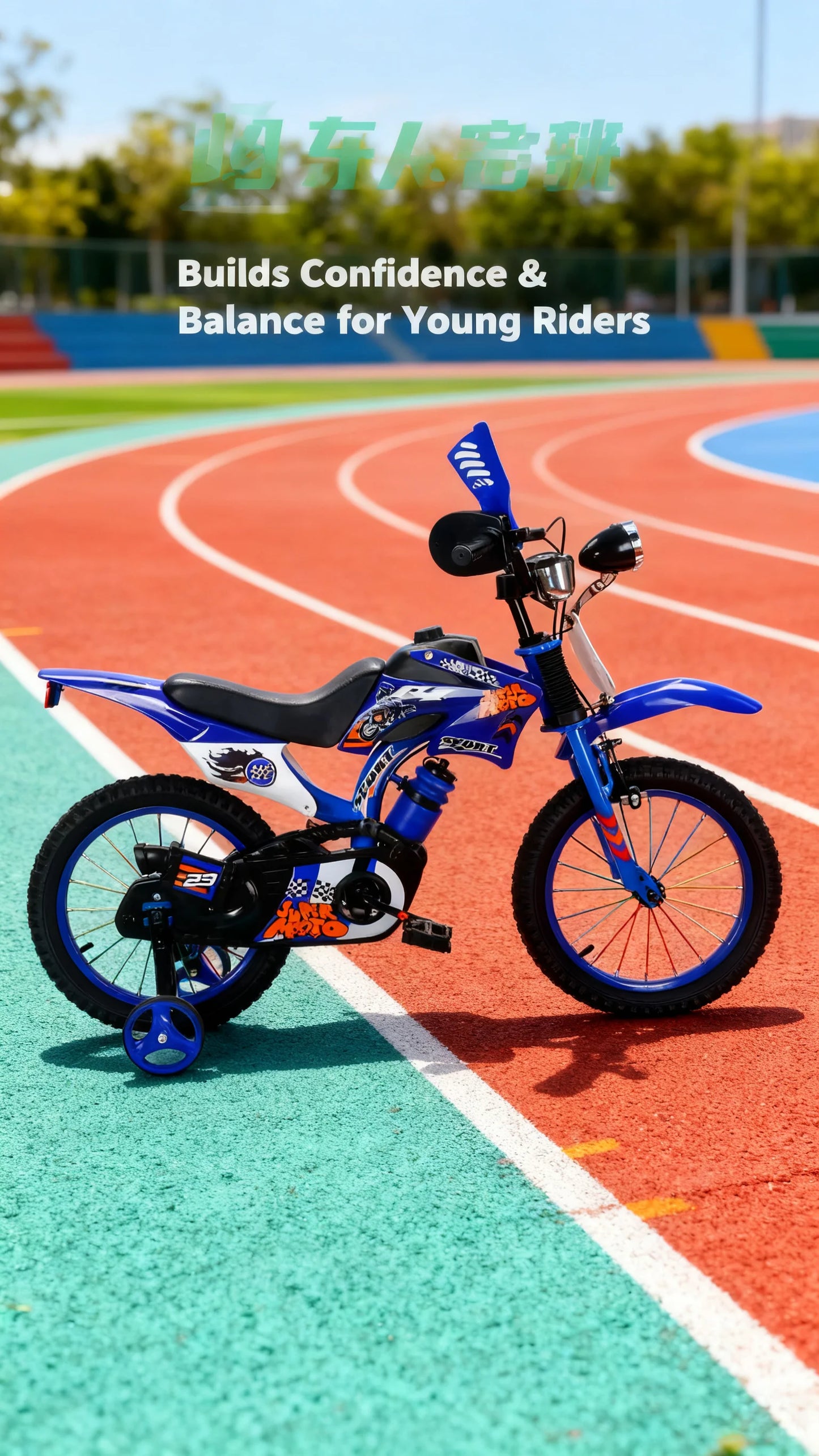 Blue Off-Road Motorcycle Bicycle Pedal Bike for Boys And Girls 12/16 Inch Children's Basic Model Foreign Trade