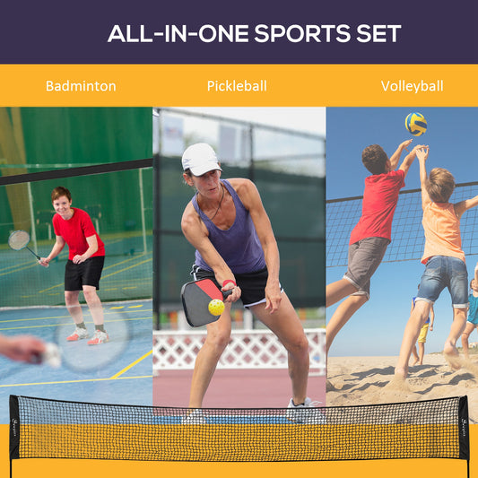 All-in-1 Badminton Set, Height Adjustable For Pickleball, Volleyball, Badminton, Backyard, Beach, Driveway Game