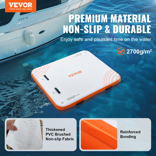Inflatable Floating Dock, 6 X 5FT Inflatable Dock Platform, Non-Slip Water Floating Dock Mat With Portable Carrying Bag & Detachable Ladder, Floating Platform Island Raft For Pool Beach Ocean