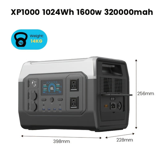 (Solar Panels Sold Separately)1024Wh 1600W Portable Power Station+100W Solar Panel Combo | LiFePO4 Battery, UPS Function, 2x110V AC Output | Power For Camping Gear, Garden/Yard/Party Decorations, Christmas Lights | Solar Gene