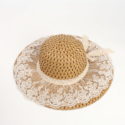 Women Lace Sun Hats For Wide Brim Straw Beach