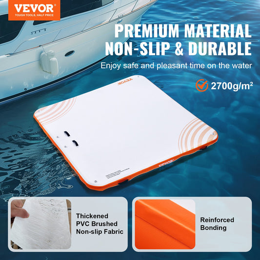 Inflatable Floating Dock, 10 X 10FT Inflatable Dock Platform, Non-Slip Water Floating Dock Mat With Portable Carrying Bag & Detachable Ladder, Floating Platform Island Raft For Pool Beach Ocean