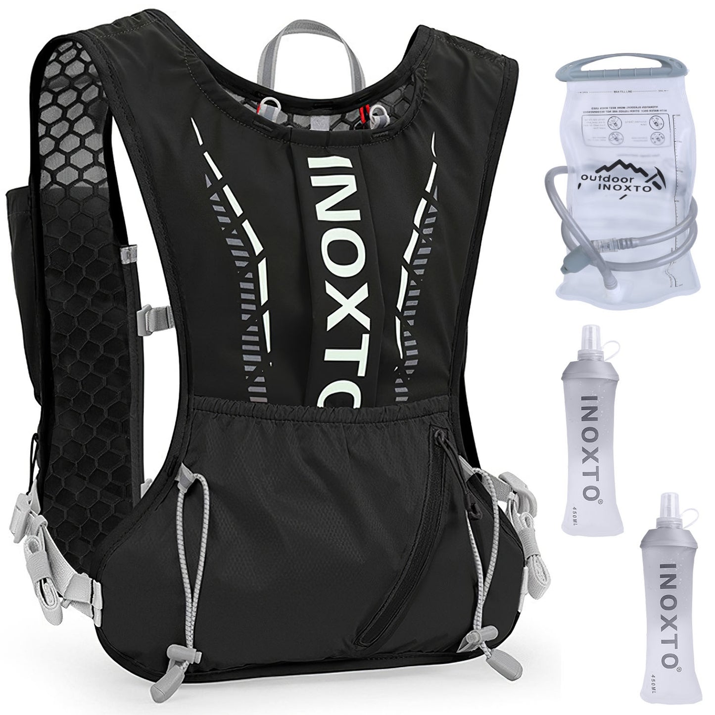 1Pc Sport Hydration Vest Running Backpack With 15oz 50oz Water Bladder Adjustable Strap Storage Bag For Trail Running Marathon Race Hiking