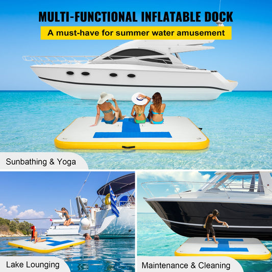 Inflatable Dock Platform, Inflatable Floating Dock 8x5 Ft With Electric Air Pump