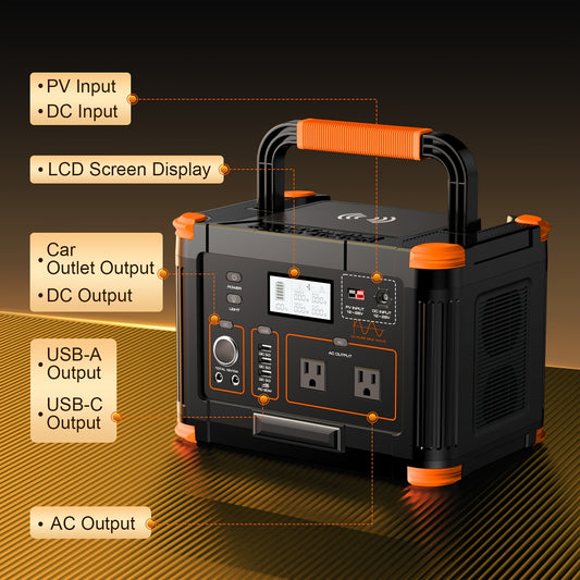 500W 519Wh Portable Power Station, Solar Generator & Lithium Battery Power Bank with 2x 110V AC Outlets,5 Overload & Overheat, Compact & Lightweight for RV, Camping, Home Backup, Outdoor Adventures - Solar, Quiet Operation, M