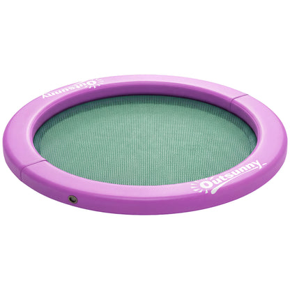 8FT Inflatable Water Hammock Floating Ring, Inflatable Floating Dock Platform for for Lakes, Pools, Oceans, Purple