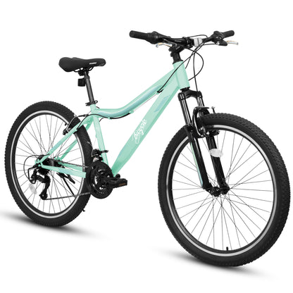A26208D Mountain Bike 24 26 Inch, High-Density Carbon Steel Frame, 21 Speed, Front Suspension, Dual V-Brakes, Pre-Assembled For Men Women Teens