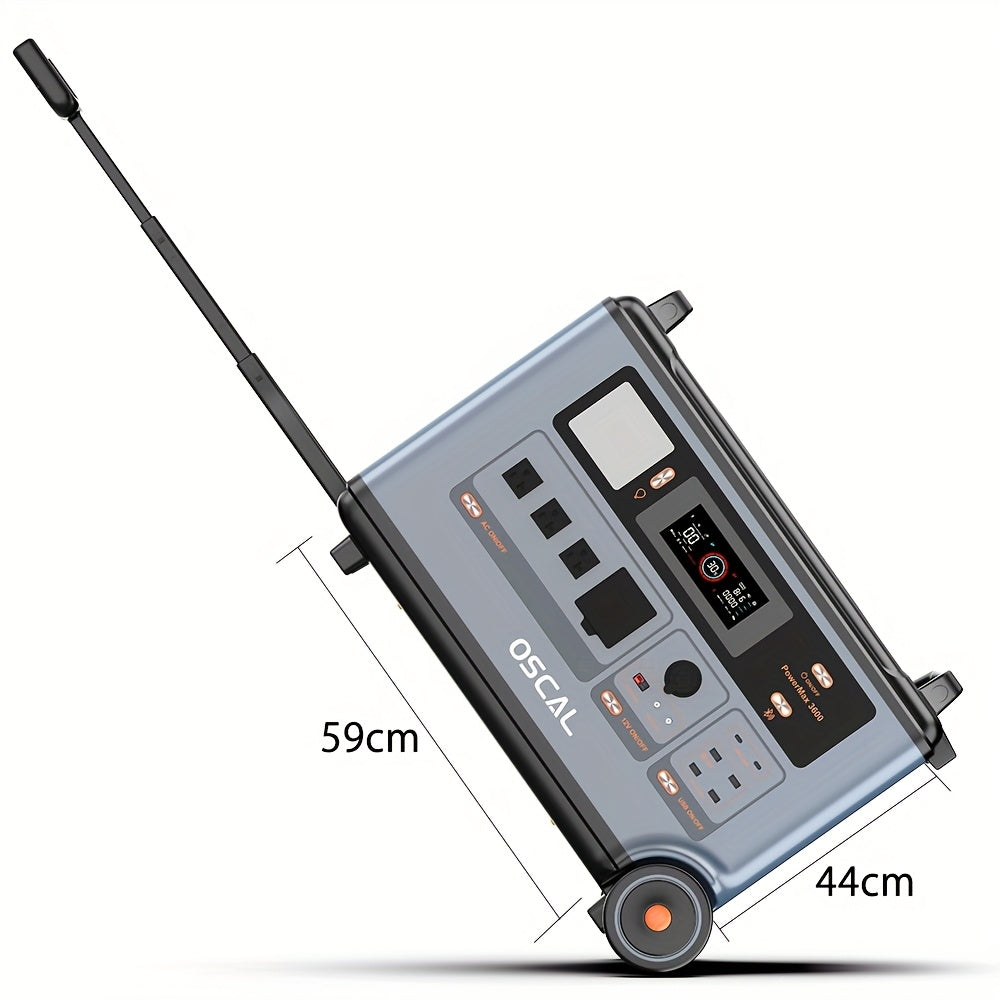 OSCAL PowerMax 3600 Solar Generator with 4x400W Solar Panels & 30W Panel - 3600Wh/3600W Power Station, 7200W Peak Output, 1.2H Backup, App Control, Portable AC Power for home, RV, Off-Grid - Heavy-Duty for home, Camping, Emer