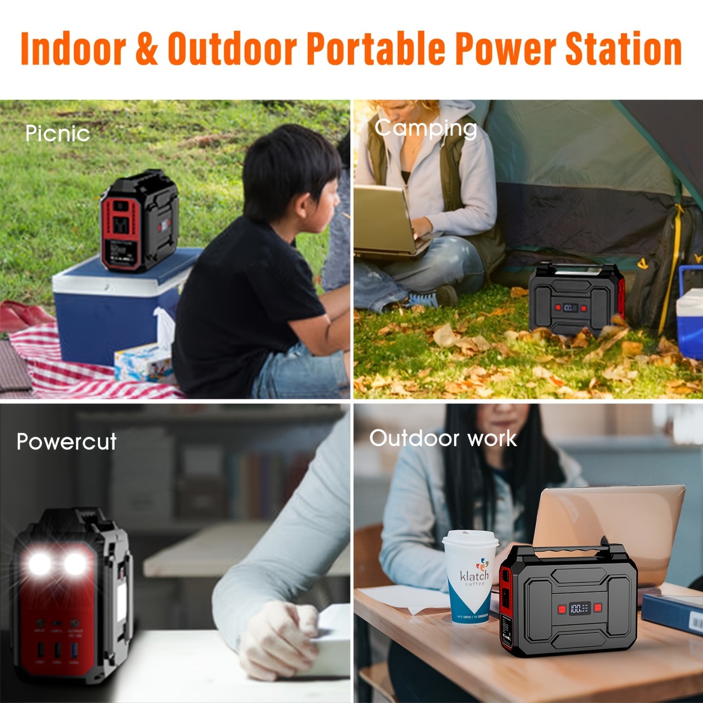 39600mAh Portable Power Station - High-Capacity Small Solar Generator (Without Panel), With 110V AC Outlet, DC Port, USB-C Port, 3 USB Output, LED Light - Portable Battery Pack For Home, Outdoor Adventures, Road Trip, Camping