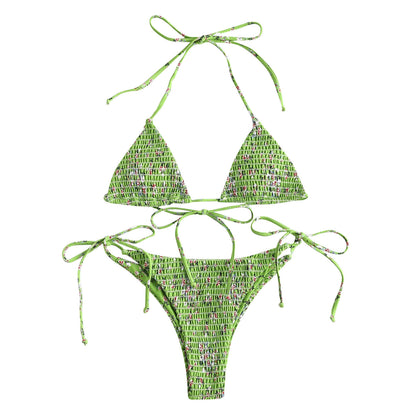 European And American Ladies Split Print Bikini Swimsuit