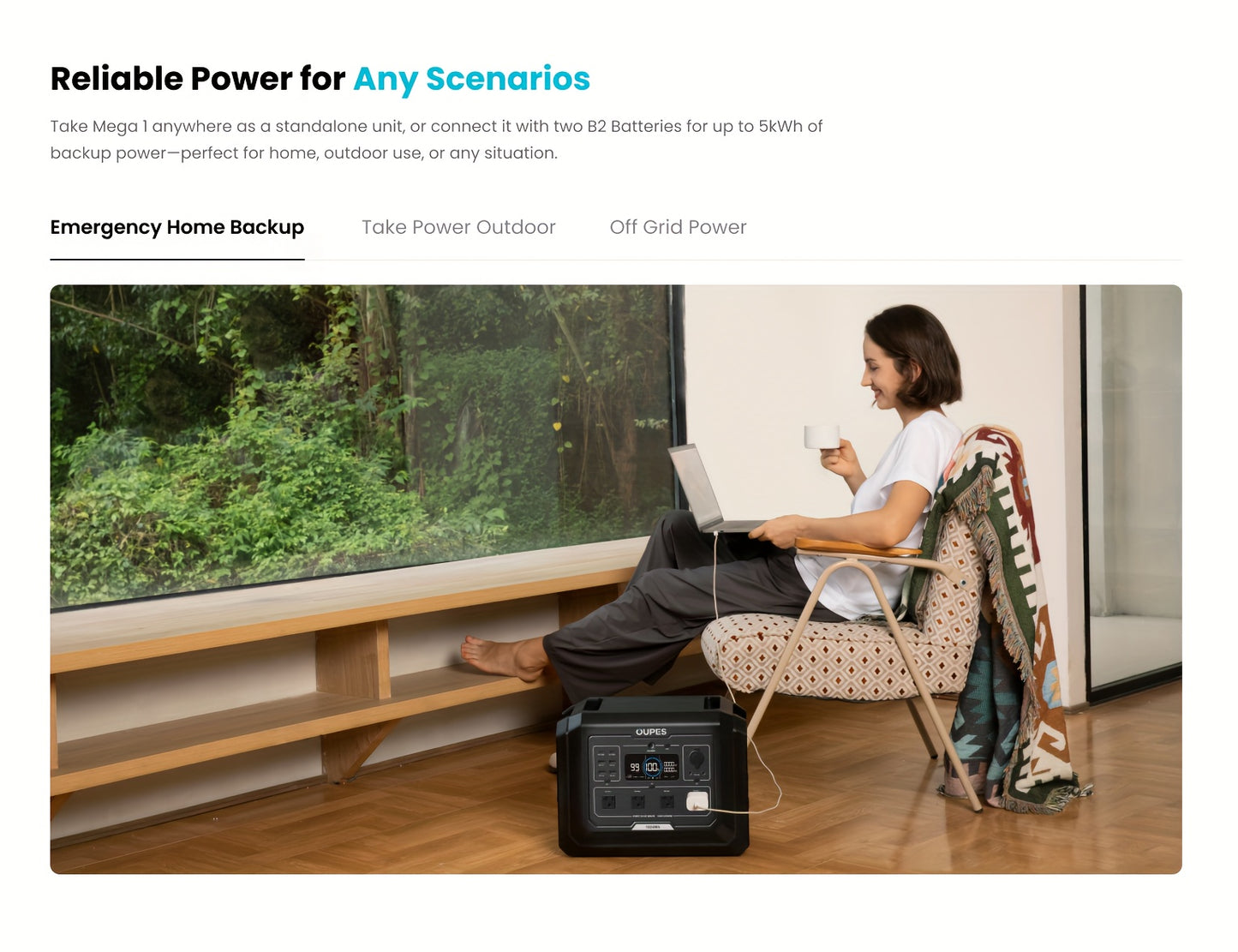 OUPES 2000w 1024Wh Portable Power Station Backup LiFePO4 Battery, 110V/2000W Pure Sine Wave AC Outlet, Solar Generator For Outdoors Camping Travelling And Emergencies.