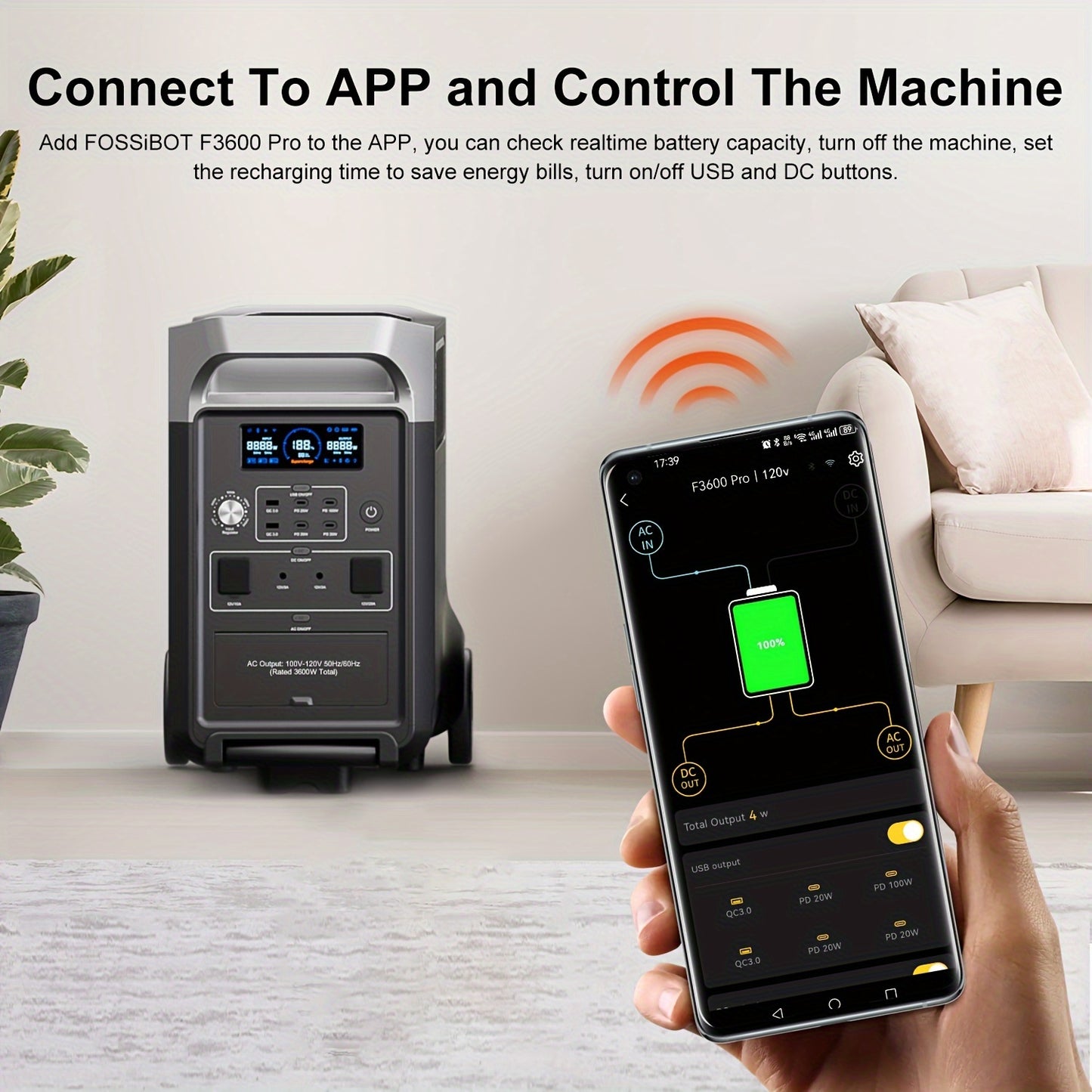 FOSSiBOT F3600 Pro Solar Generator, 3840 Wh LiFePO4 Portable Power Station, 3 X 230 V AC Output 3600 W 7200 W Peak, Storm Generator, Fast Power Storage, Charging, Travel Power Station, Outdoor Road Trips, Christmas, Festival,