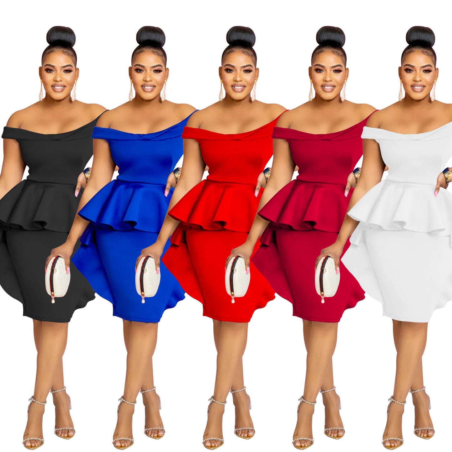 Fashion Women's Solid Color Sleeveless Ruffle Hem Mini Dress
