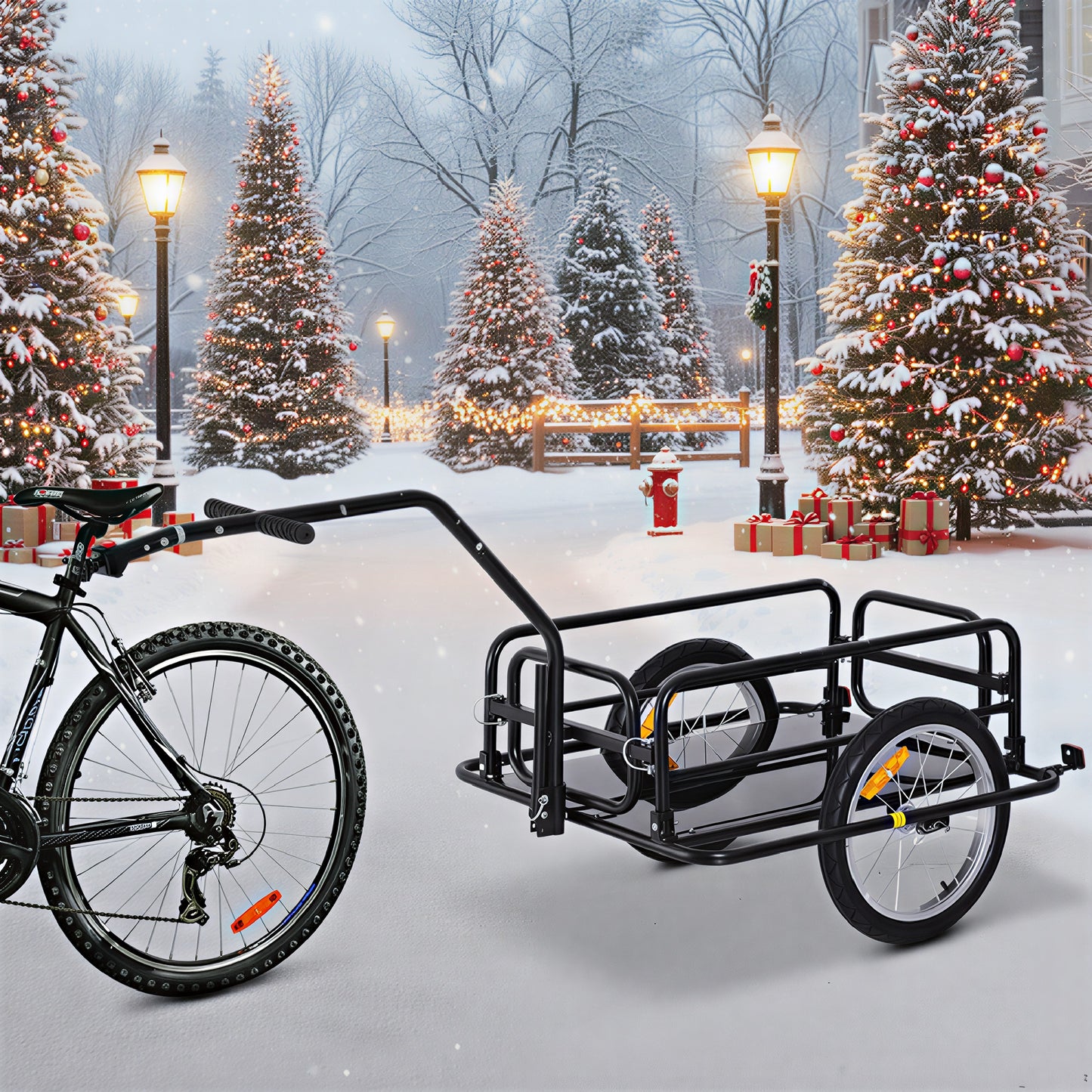 Foldable Bike Cargo Trailer Cart with Hitch, 88 lbs. Capacity, Black