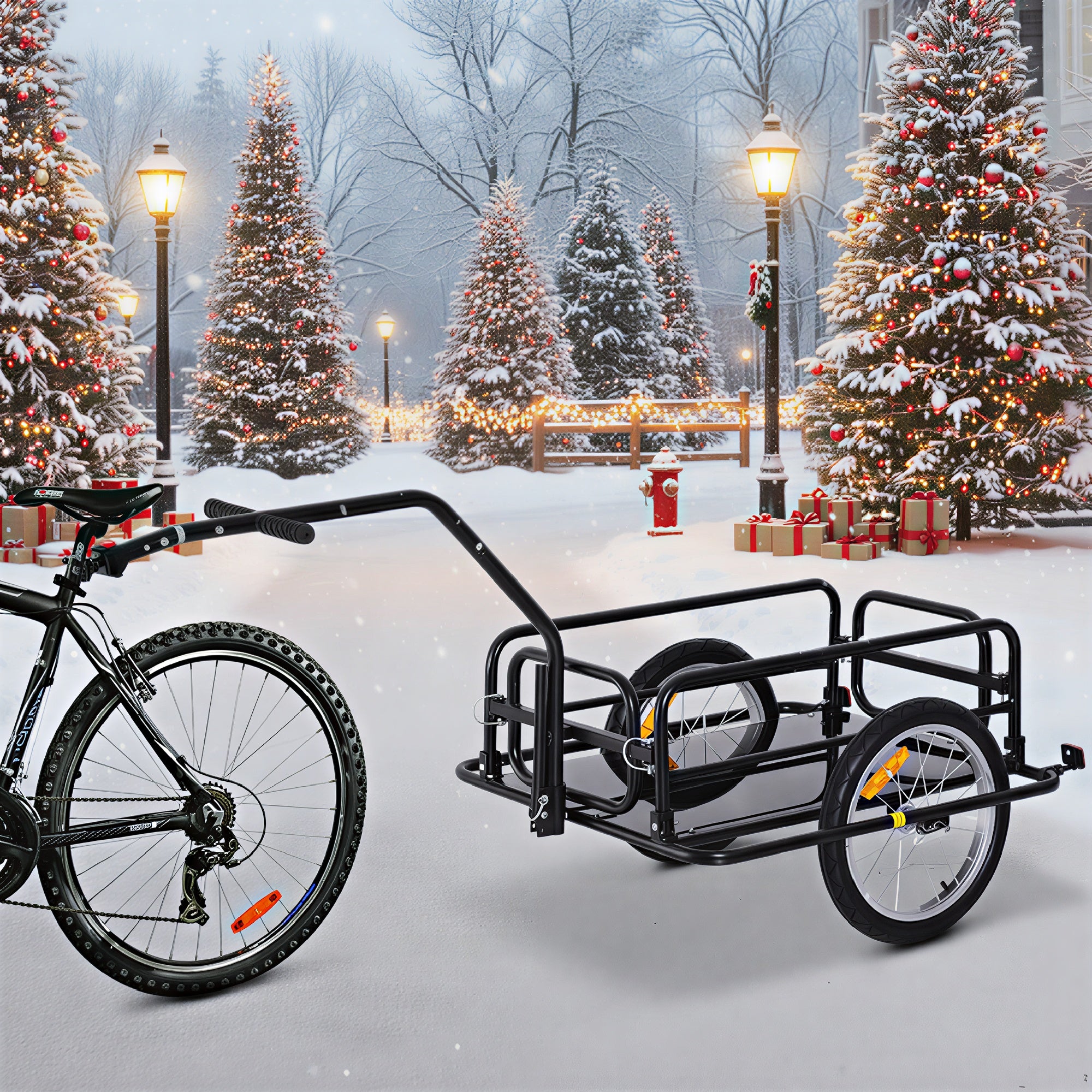 Foldable Bike Cargo Trailer Cart with Hitch, 88 lbs. Capacity, Black