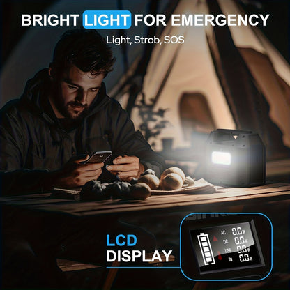 150W 155Wh/122.8Wh Portable Power Station Solar Generator, Lithium Battery Pack- High-Capacity, AC/DC/USB-C/USB Outputs, Digital Display, Overload & Overheat Protection, Compact for Home, Camping, RV Trip, Emergency Backup Po