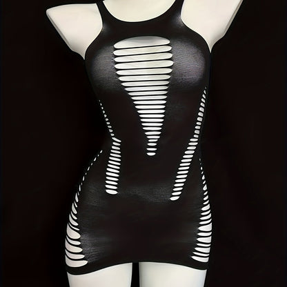 Hot Ripped Fisher Dress, Hollow Out Sleeveless Bodycon Dress, Women's Sexy Lingerie & Underwear