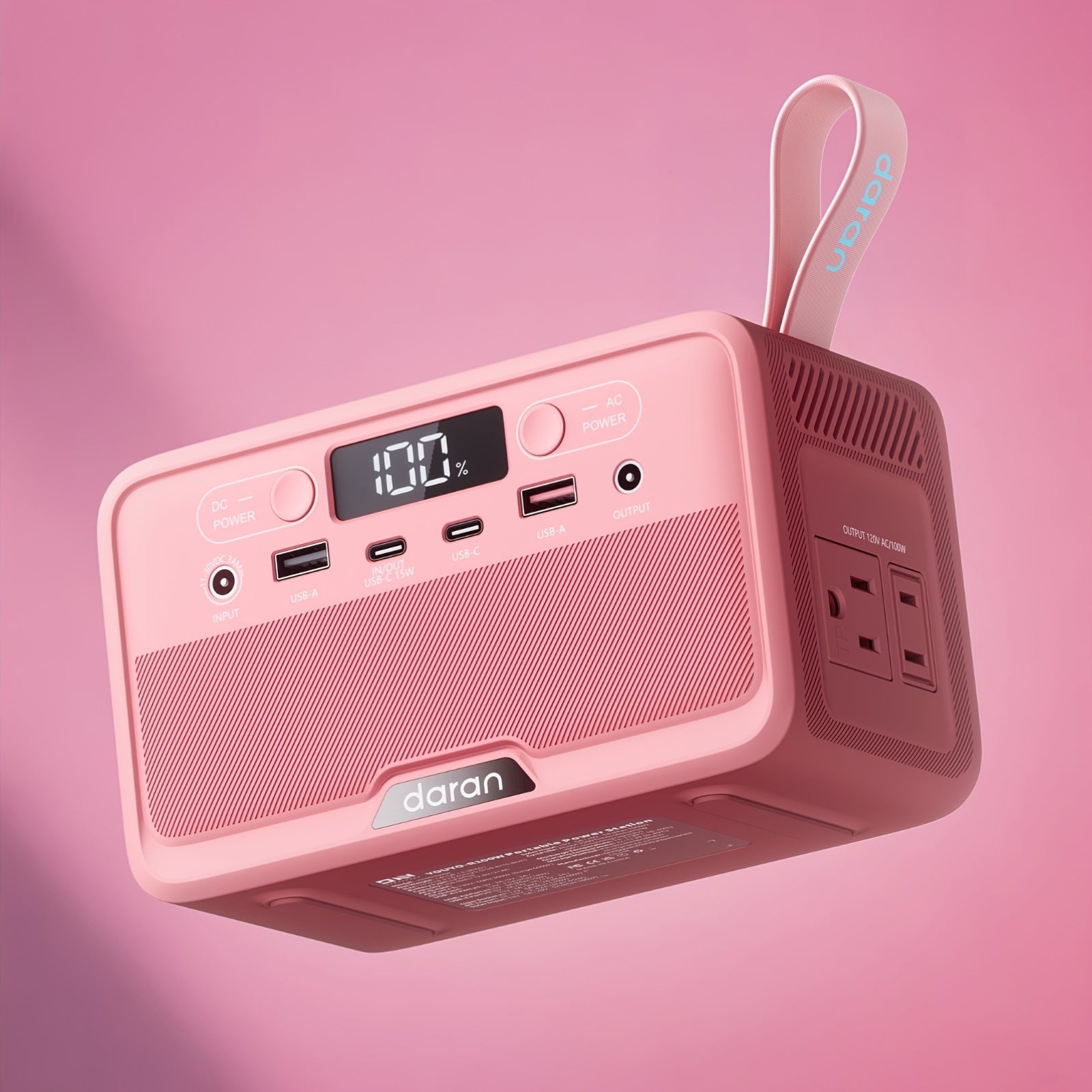 Daranener 100W 28000mAh Portable Power Station Solar Generator with AC Outlet & PD Fast Charging, Lifepo4 Battery, 89.6Wh/28000mAh Capacity, Solar-Powered Portable Charger for Home, Camping, RV, Outdoor - Compatible with Lapt