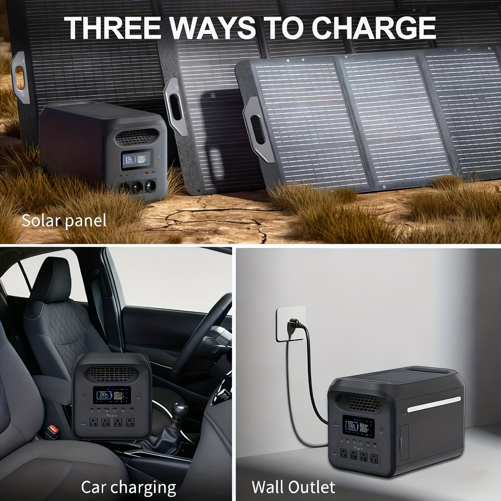 Advanced 3000W/1000W Solar Generator with Smart APP & Frequency Tracking - 1.6Hr Rapid Charge, LiFePO4 Battery for 10-Year Service, 30dB Ultra-Quiet Portable Power