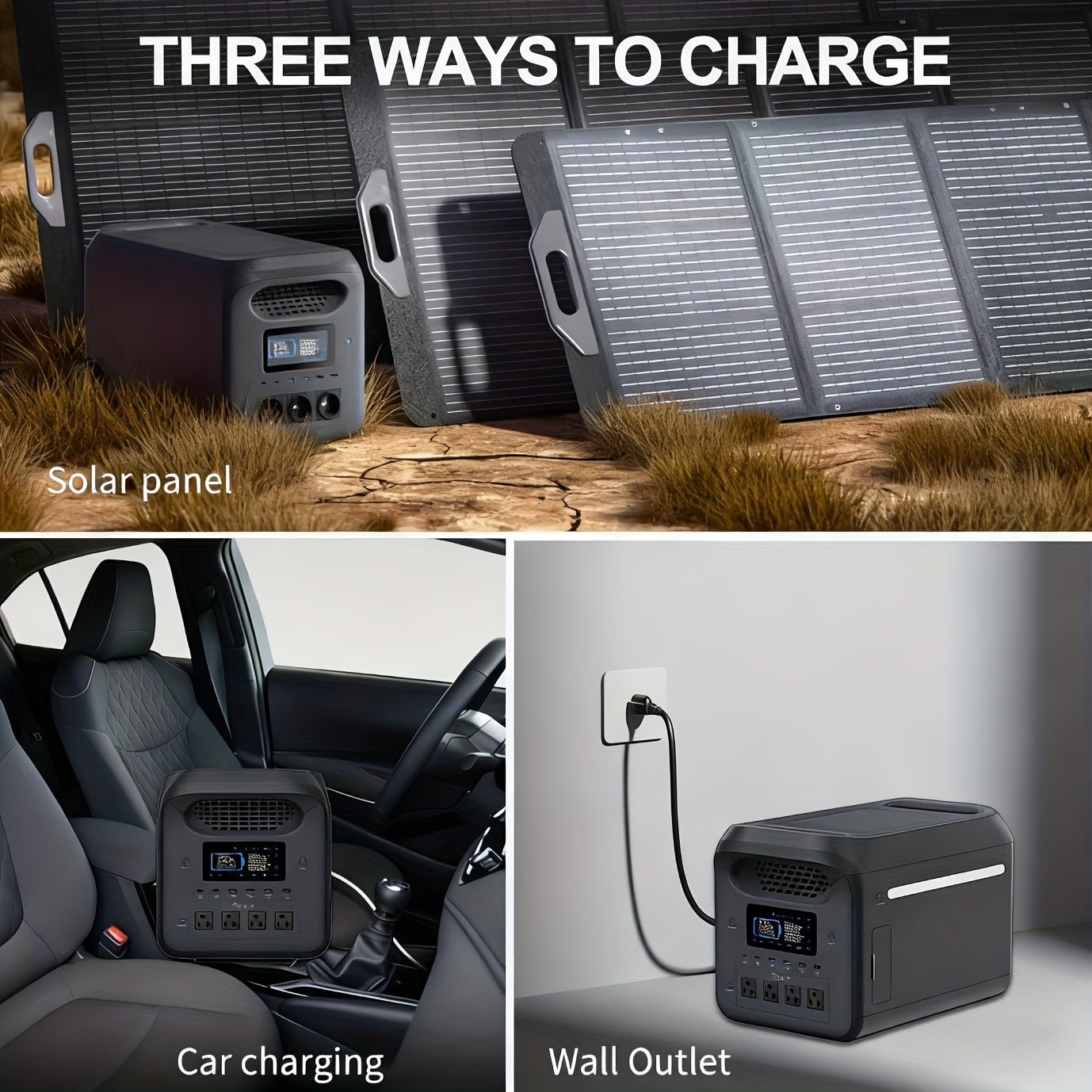 Advanced 3000W/1000W Solar Generator with Smart APP & Frequency Tracking - 1.6Hr Rapid Charge, LiFePO4 Battery for 10-Year Service, 30dB Ultra-Quiet Portable Power