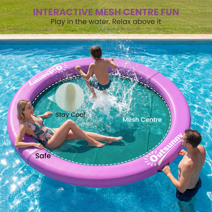 8FT Inflatable Water Hammock Floating Ring, Inflatable Floating Dock Platform for for Lakes, Pools, Oceans, Purple