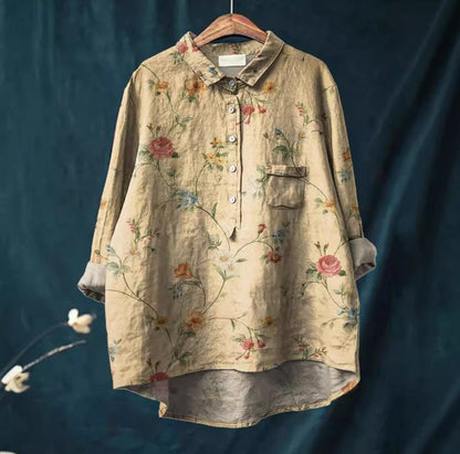 Women's 3D-patterned Long-sleeve Button-up Top