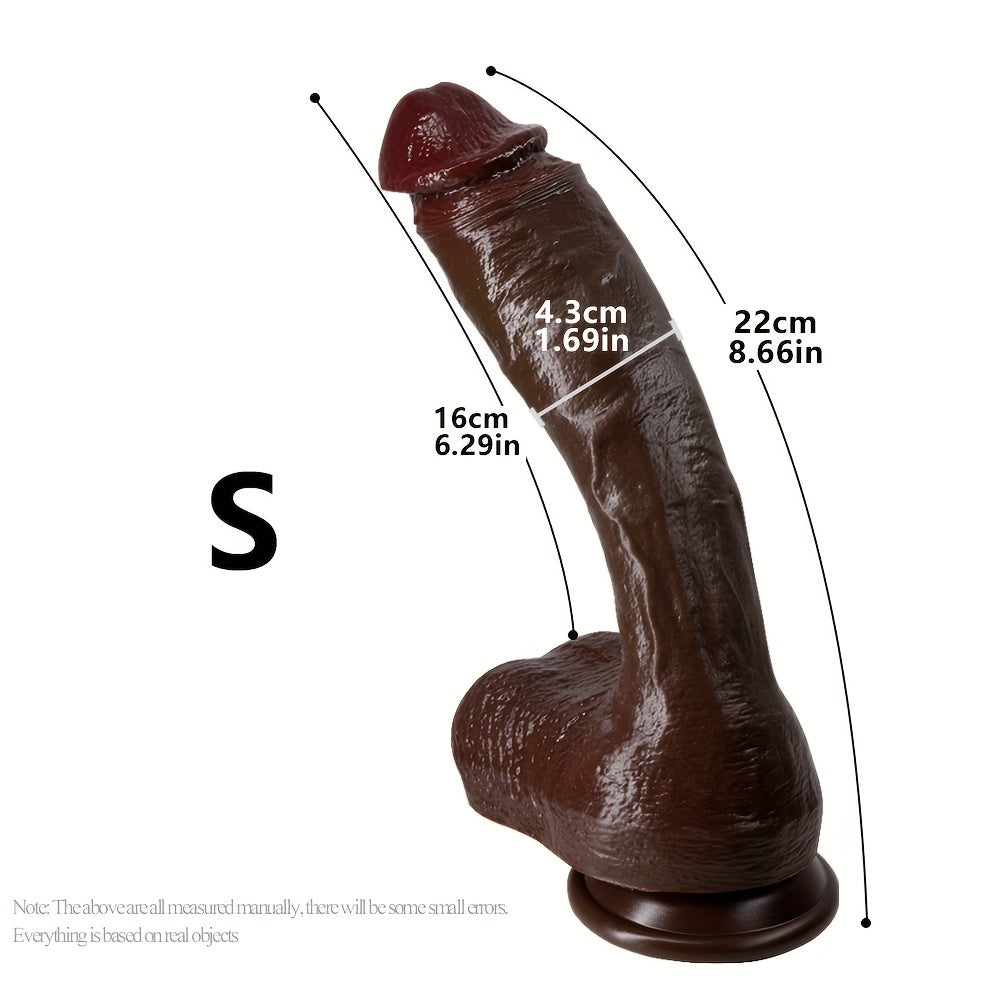 Multi-Size Black Liquid Silicone Female Dildo, Realistic Super Thick Male Cock, Soft Silicone Self-Pleasure Bar, Strong Suction Cup, Adult Sensual Toy, with No Battery Required for Men and Women